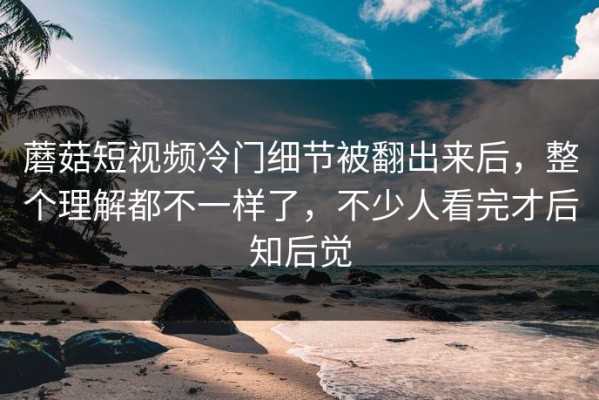 蘑菇短视频冷门细节被翻出来后，整个理解都不一样了，不少人看完才后知后觉