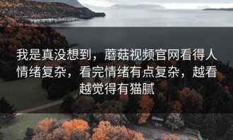 我是真没想到，蘑菇视频官网看得人情绪复杂，看完情绪有点复杂，越看越觉得有猫腻
