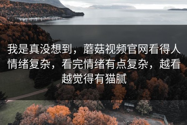 我是真没想到，蘑菇视频官网看得人情绪复杂，看完情绪有点复杂，越看越觉得有猫腻