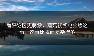看评论区更刺激，蘑菇视频电脑版这事，这事比表面复杂得多