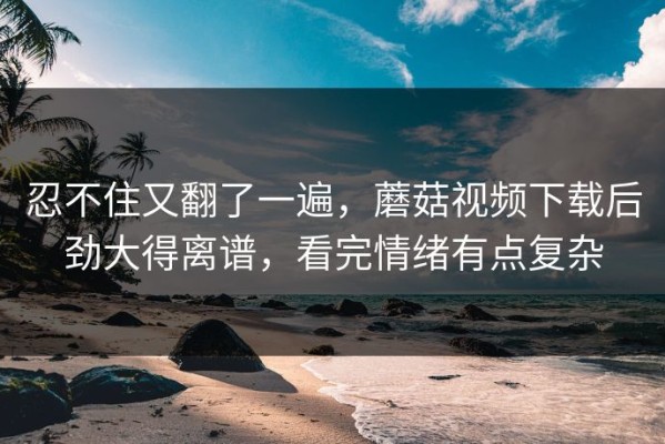 忍不住又翻了一遍，蘑菇视频下载后劲大得离谱，看完情绪有点复杂