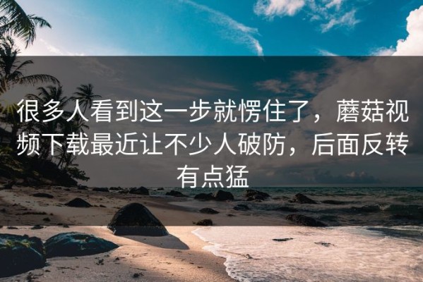 很多人看到这一步就愣住了，蘑菇视频下载最近让不少人破防，后面反转有点猛