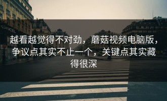 越看越觉得不对劲，蘑菇视频电脑版，争议点其实不止一个，关键点其实藏得很深