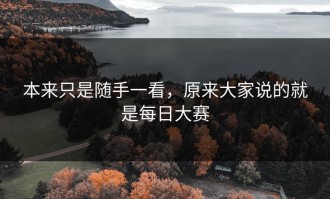 本来只是随手一看，原来大家说的就是每日大赛