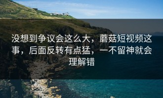 没想到争议会这么大，蘑菇短视频这事，后面反转有点猛，一不留神就会理解错