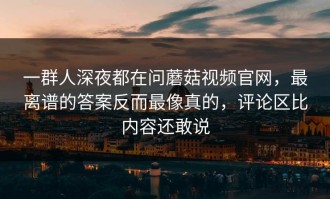 一群人深夜都在问蘑菇视频官网，最离谱的答案反而最像真的，评论区比内容还敢说