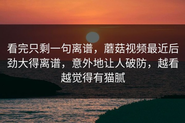 看完只剩一句离谱，蘑菇视频最近后劲大得离谱，意外地让人破防，越看越觉得有猫腻