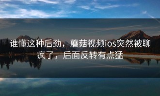 谁懂这种后劲，蘑菇视频ios突然被聊疯了，后面反转有点猛