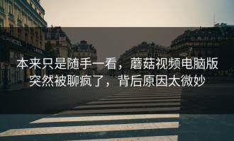 本来只是随手一看，蘑菇视频电脑版突然被聊疯了，背后原因太微妙