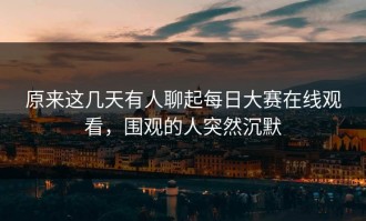原来这几天有人聊起每日大赛在线观看，围观的人突然沉默