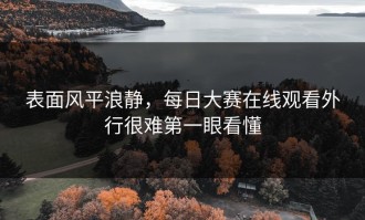 表面风平浪静，每日大赛在线观看外行很难第一眼看懂
