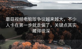 蘑菇视频电脑版争议越来越大，不少人卡在第一步就走偏了，关键点其实藏得很深
