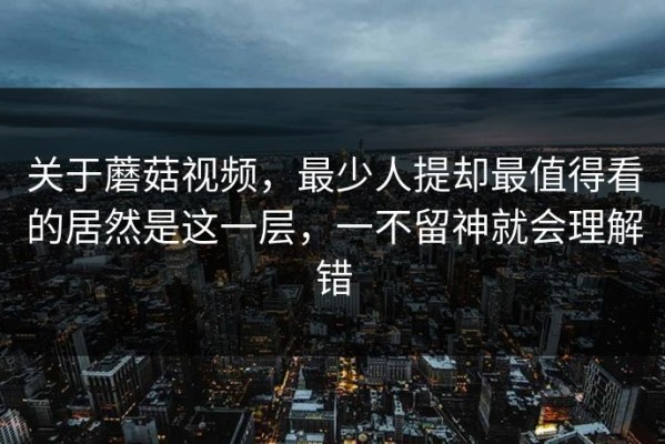 关于蘑菇视频，最少人提却最值得看的居然是这一层，一不留神就会理解错