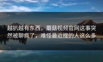 越扒越有东西，蘑菇视频官网这事突然被聊疯了，难怪最近搜的人这么多