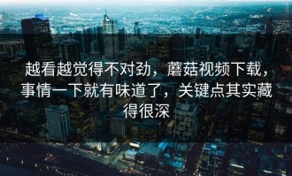 越看越觉得不对劲，蘑菇视频下载，事情一下就有味道了，关键点其实藏得很深