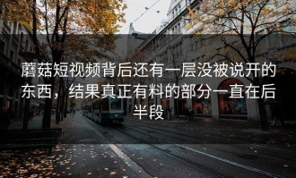 蘑菇短视频背后还有一层没被说开的东西，结果真正有料的部分一直在后半段