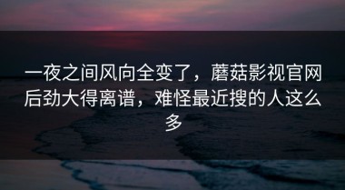 一夜之间风向全变了，蘑菇影视官网后劲大得离谱，难怪最近搜的人这么多