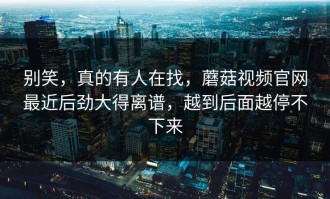 别笑，真的有人在找，蘑菇视频官网最近后劲大得离谱，越到后面越停不下来
