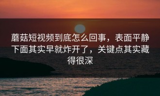 蘑菇短视频到底怎么回事，表面平静下面其实早就炸开了，关键点其实藏得很深