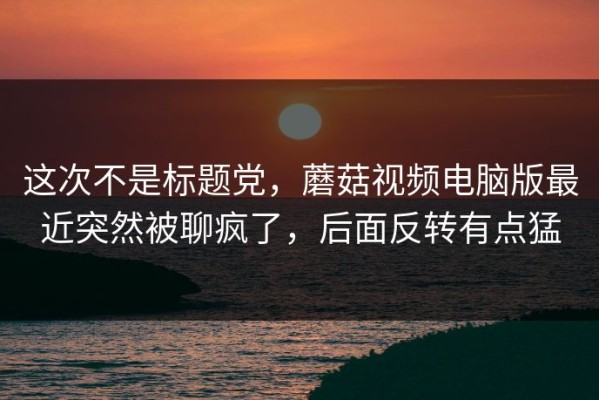 这次不是标题党，蘑菇视频电脑版最近突然被聊疯了，后面反转有点猛