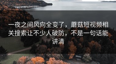一夜之间风向全变了，蘑菇短视频相关搜索让不少人破防，不是一句话能讲清