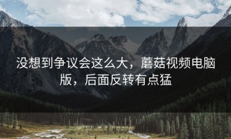 没想到争议会这么大，蘑菇视频电脑版，后面反转有点猛
