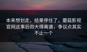 本来想划走，结果停住了，蘑菇影视官网这事后劲大得离谱，争议点其实不止一个