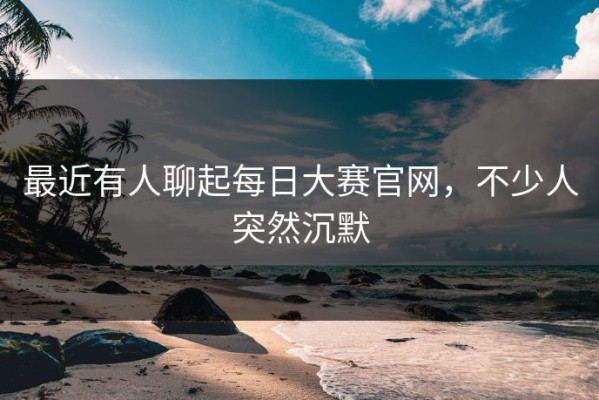 最近有人聊起每日大赛官网，不少人突然沉默