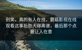 别笑，真的有人在找，蘑菇影视在线观看这事后劲大得离谱，最后那个点最让人在意