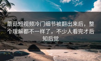 蘑菇短视频冷门细节被翻出来后，整个理解都不一样了，不少人看完才后知后觉