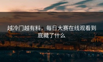 越冷门越有料，每日大赛在线观看到底藏了什么