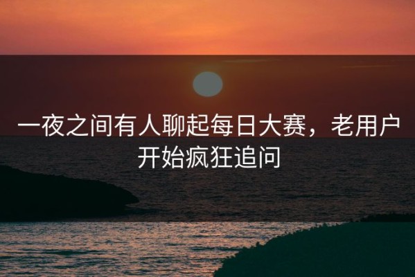 一夜之间有人聊起每日大赛，老用户开始疯狂追问