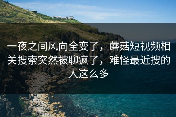 一夜之间风向全变了，蘑菇短视频相关搜索突然被聊疯了，难怪最近搜的人这么多