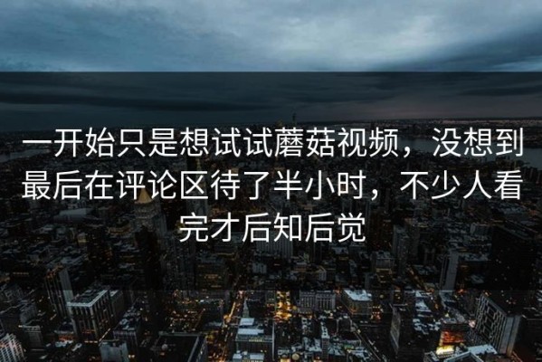 一开始只是想试试蘑菇视频，没想到最后在评论区待了半小时，不少人看完才后知后觉