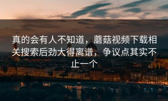 真的会有人不知道，蘑菇视频下载相关搜索后劲大得离谱，争议点其实不止一个