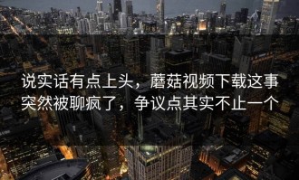 说实话有点上头，蘑菇视频下载这事突然被聊疯了，争议点其实不止一个