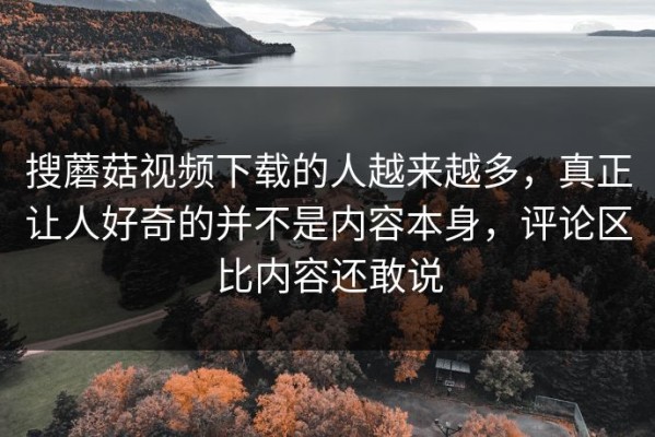 搜蘑菇视频下载的人越来越多，真正让人好奇的并不是内容本身，评论区比内容还敢说