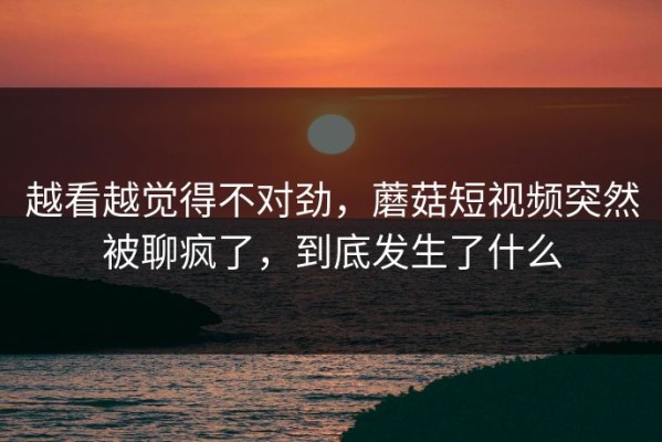 越看越觉得不对劲，蘑菇短视频突然被聊疯了，到底发生了什么