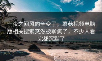 一夜之间风向全变了，蘑菇视频电脑版相关搜索突然被聊疯了，不少人看完都沉默了