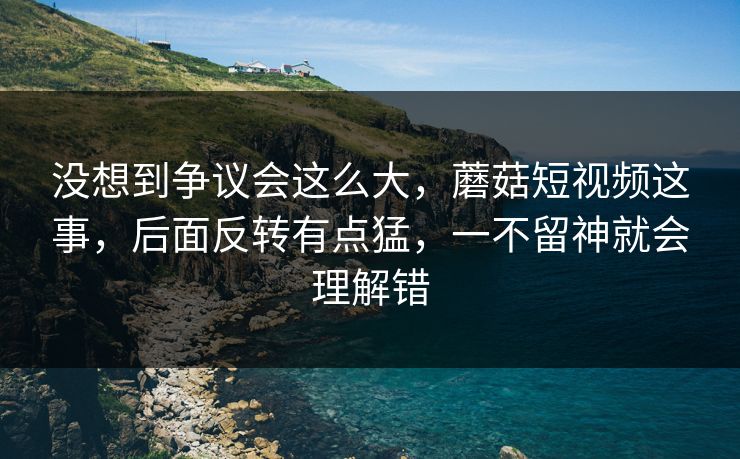 没想到争议会这么大，蘑菇短视频这事，后面反转有点猛，一不留神就会理解错