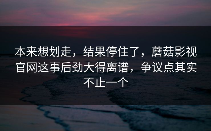 本来想划走，结果停住了，蘑菇影视官网这事后劲大得离谱，争议点其实不止一个