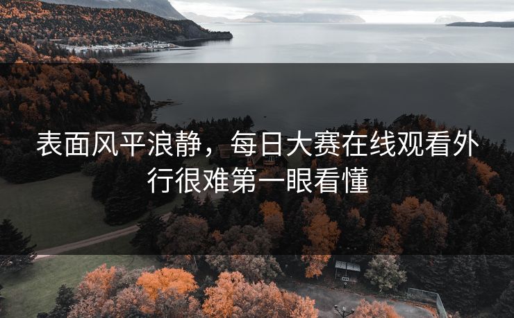 表面风平浪静，每日大赛在线观看外行很难第一眼看懂