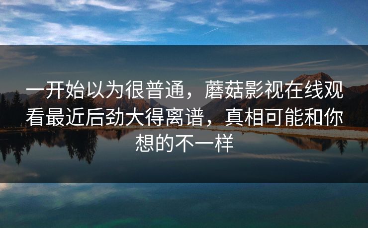 一开始以为很普通，蘑菇影视在线观看最近后劲大得离谱，真相可能和你想的不一样