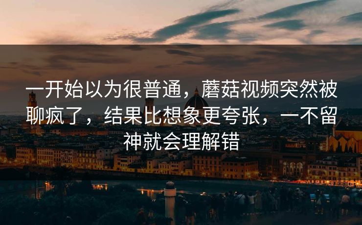 一开始以为很普通，蘑菇视频突然被聊疯了，结果比想象更夸张，一不留神就会理解错