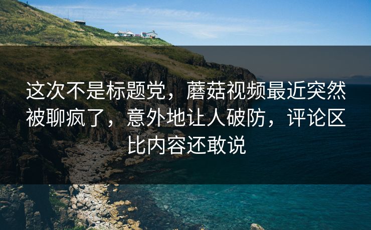 这次不是标题党，蘑菇视频最近突然被聊疯了，意外地让人破防，评论区比内容还敢说