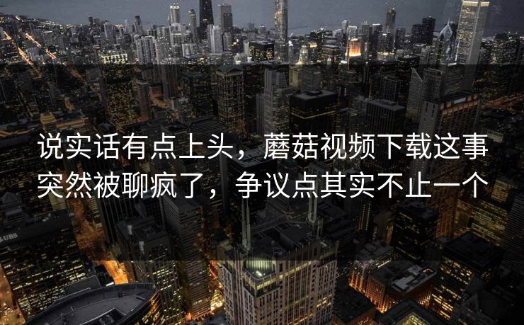 说实话有点上头，蘑菇视频下载这事突然被聊疯了，争议点其实不止一个