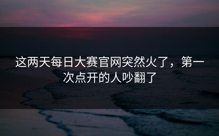 这两天每日大赛官网突然火了，第一次点开的人吵翻了