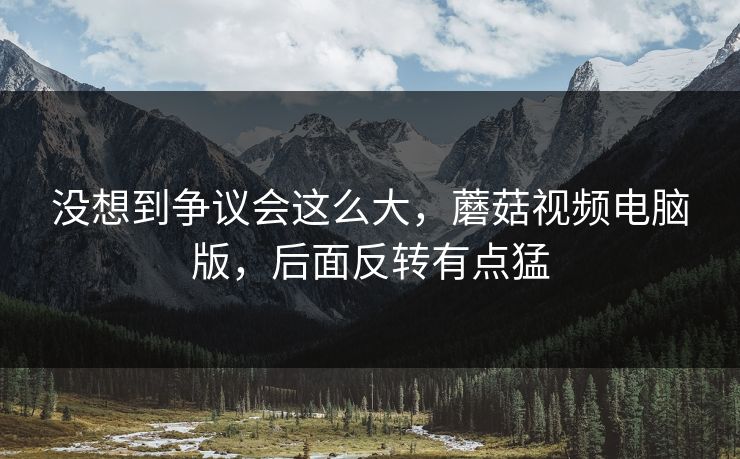 没想到争议会这么大，蘑菇视频电脑版，后面反转有点猛