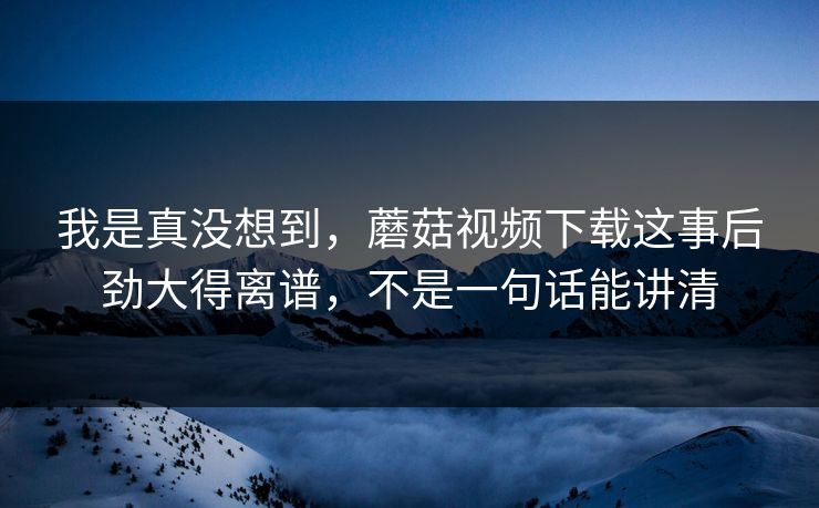 我是真没想到，蘑菇视频下载这事后劲大得离谱，不是一句话能讲清