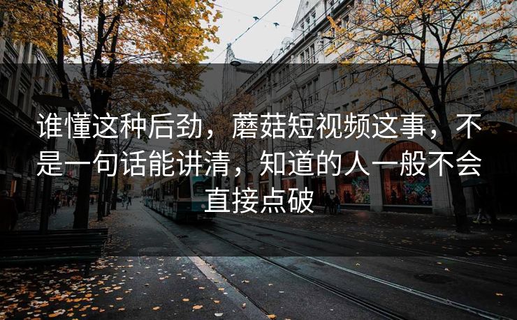 谁懂这种后劲，蘑菇短视频这事，不是一句话能讲清，知道的人一般不会直接点破